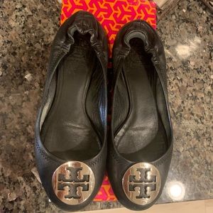 Tory Burch Reva Ballet black/silver ballet flats